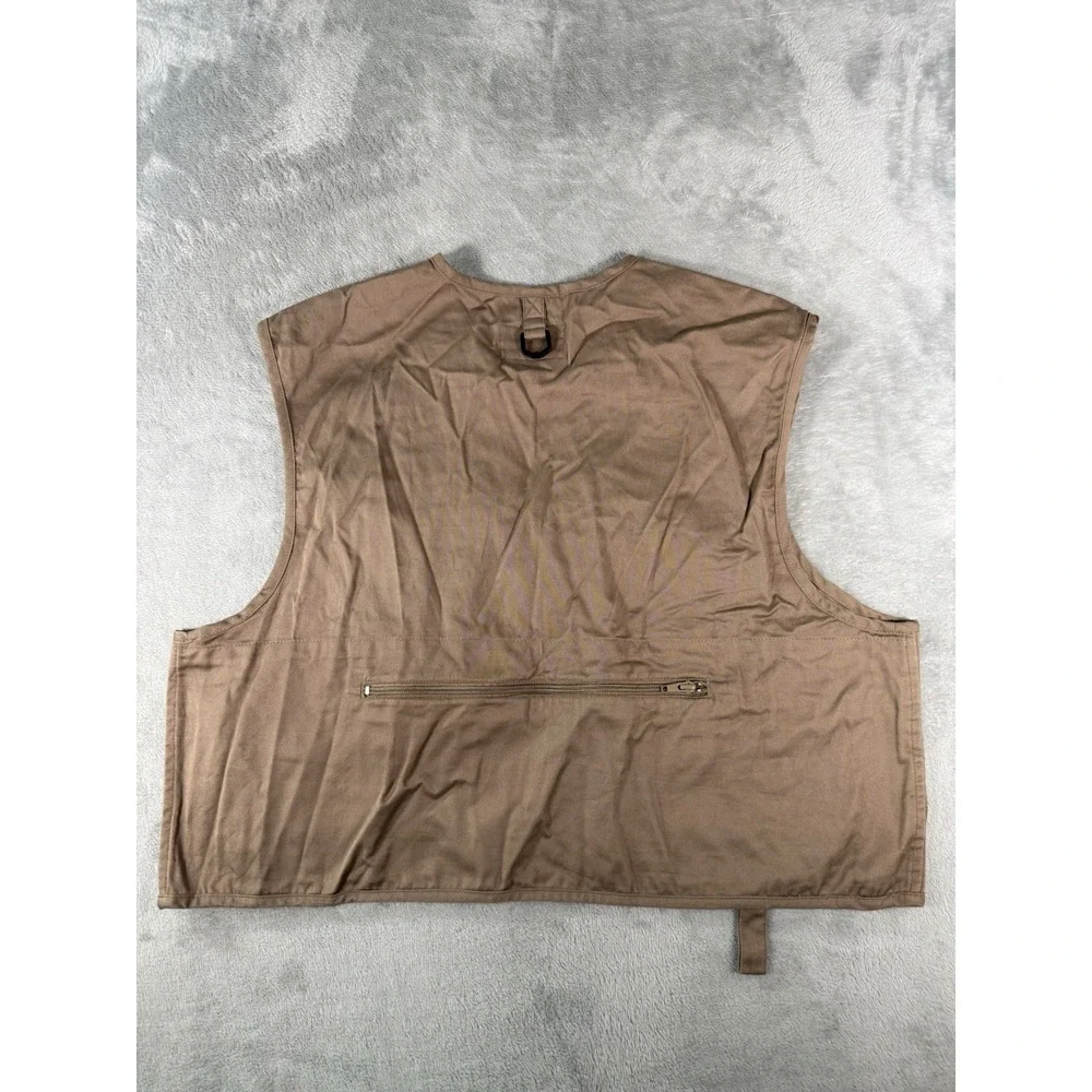 Ausable Fishing Vest Mens Large Tan Full Zip Cotton Twill Angler Outdoor NWT
